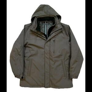 Weatherproof Men's Ultra Tech Removable Fleece Lined Hooded Jacket Large Green